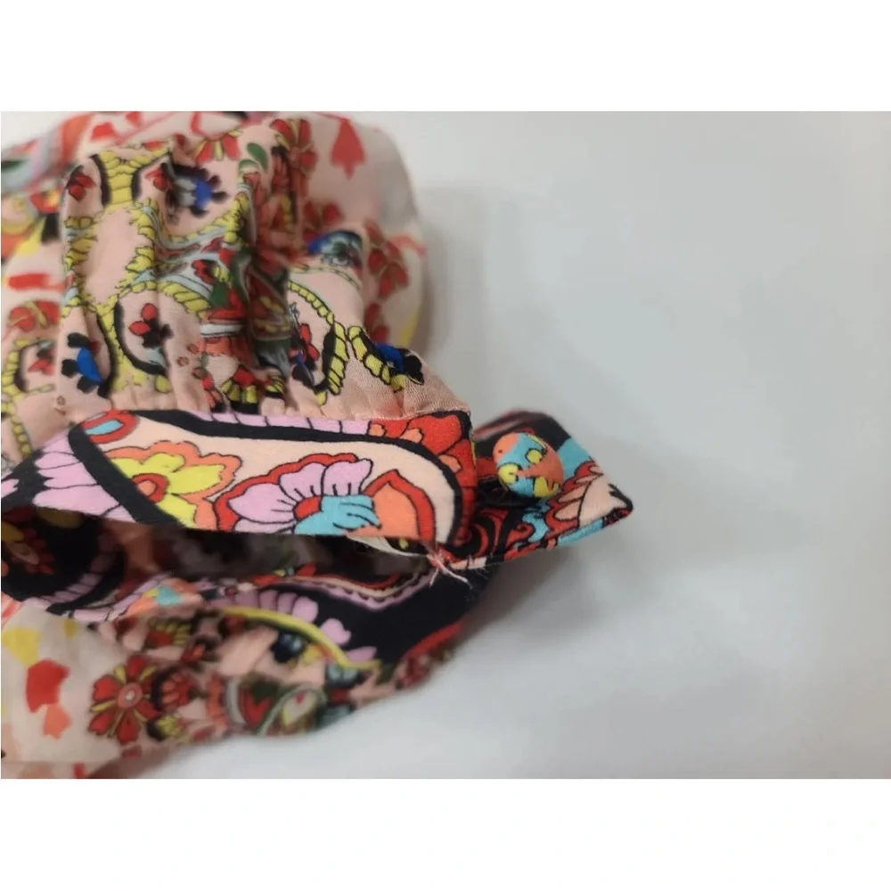 Alice + Olivia Margarite Tie Front Cropped Puff Sleeve Crop Top Size XS READ - Picture 4 of 9